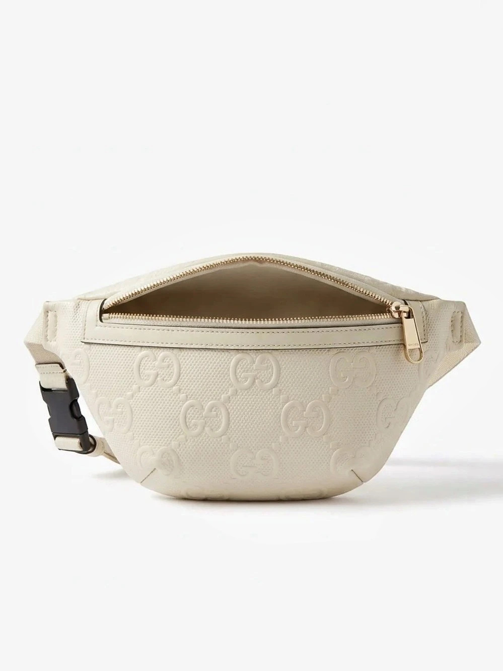 Gucci GG Embossed Belt Bag in White